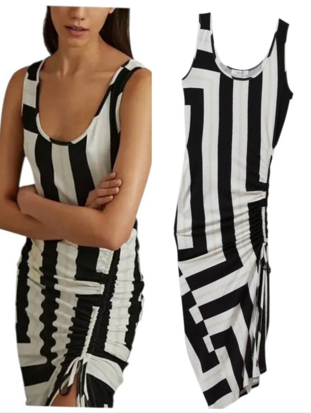 NWT Reiss Serina Ruched Bodycon Midi Dress Size 6 MSRP $187